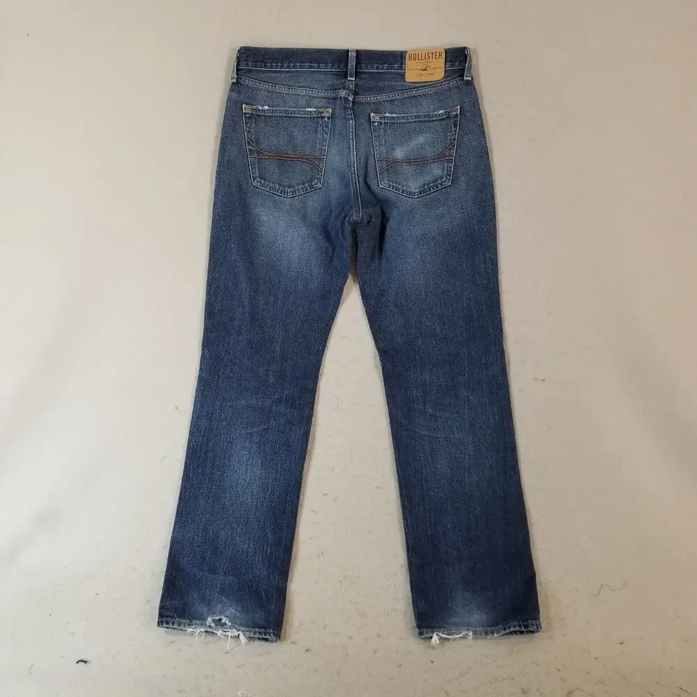 Hollister jeans men's 34x32 relaxed straight blue denim pants button fly